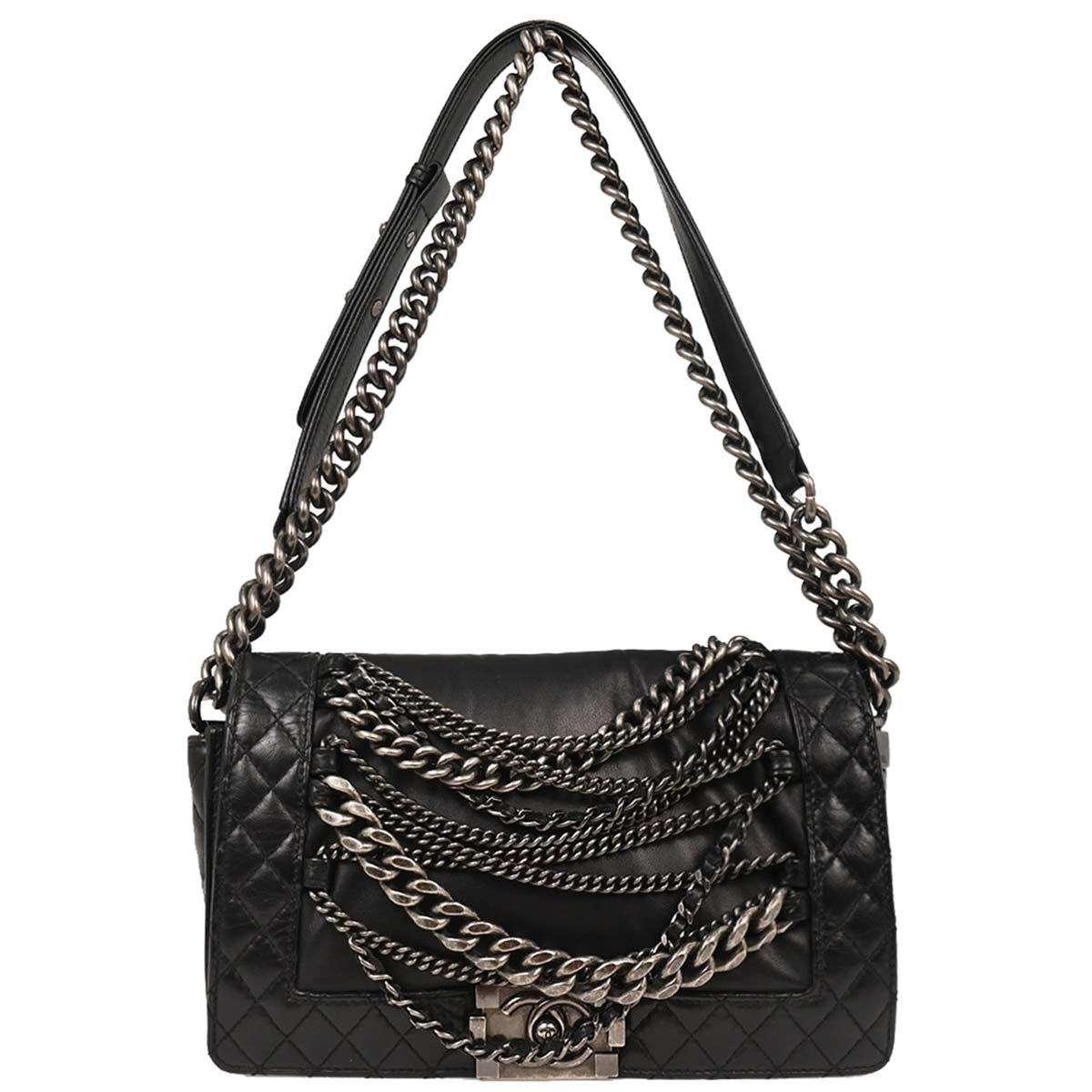 Boy Chanel 2013-2014 Black Lambskin Medium Shoulder Bag