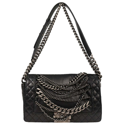 Boy Chanel 2013-2014 Black Lambskin Medium Shoulder Bag
