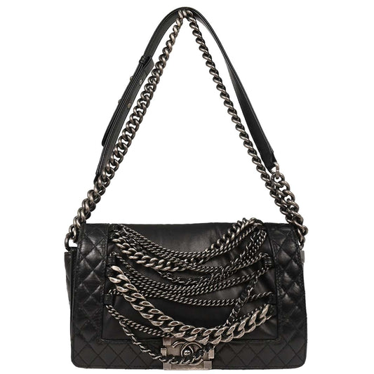 Boy Chanel 2013-2014 Black Lambskin Medium Shoulder Bag