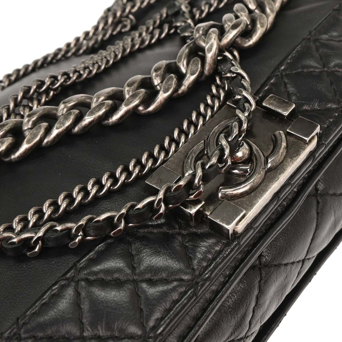 Boy Chanel 2013-2014 Black Lambskin Medium Shoulder Bag