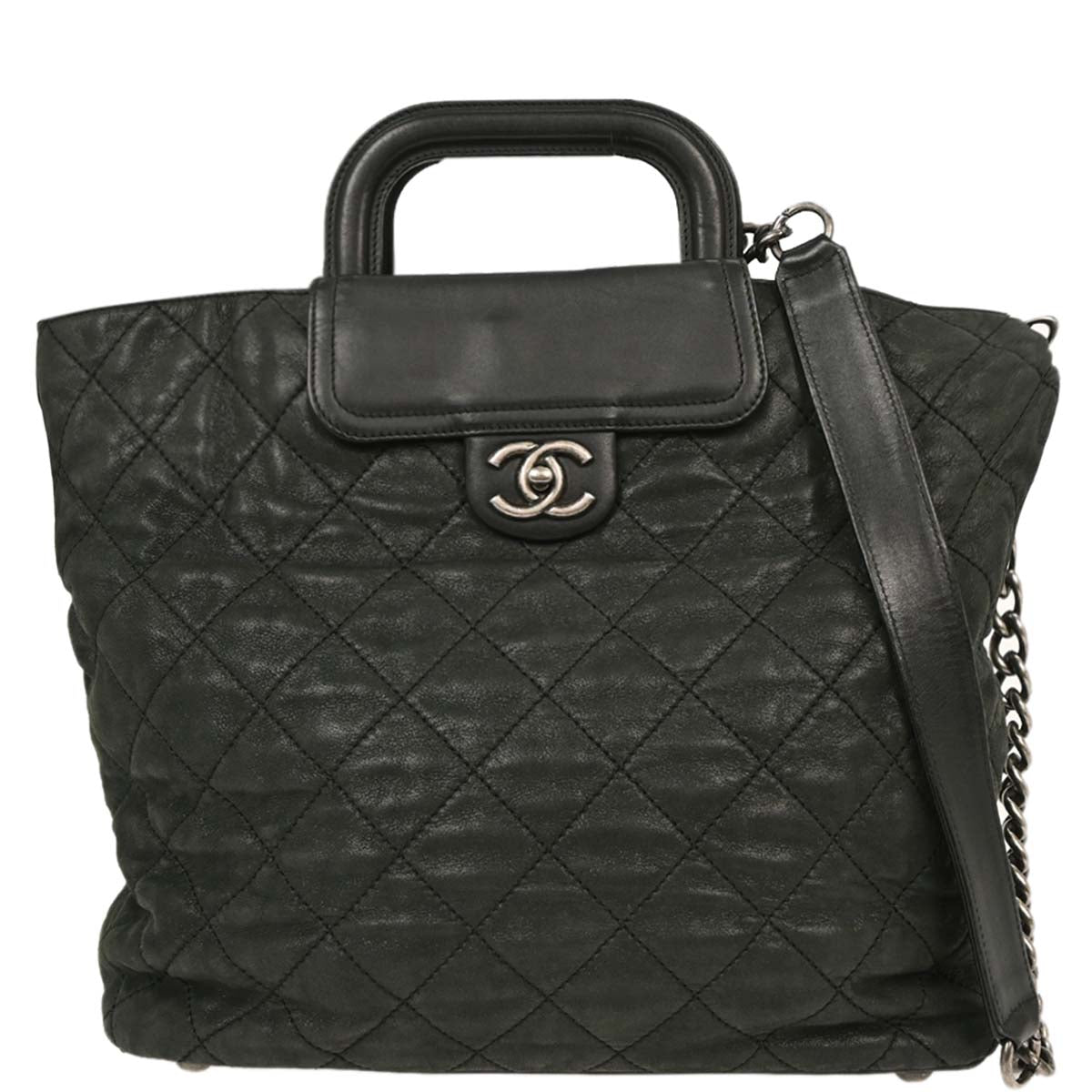 Chanel 2011 Black Iridescent Calfskin In The Mix Shopping Tote