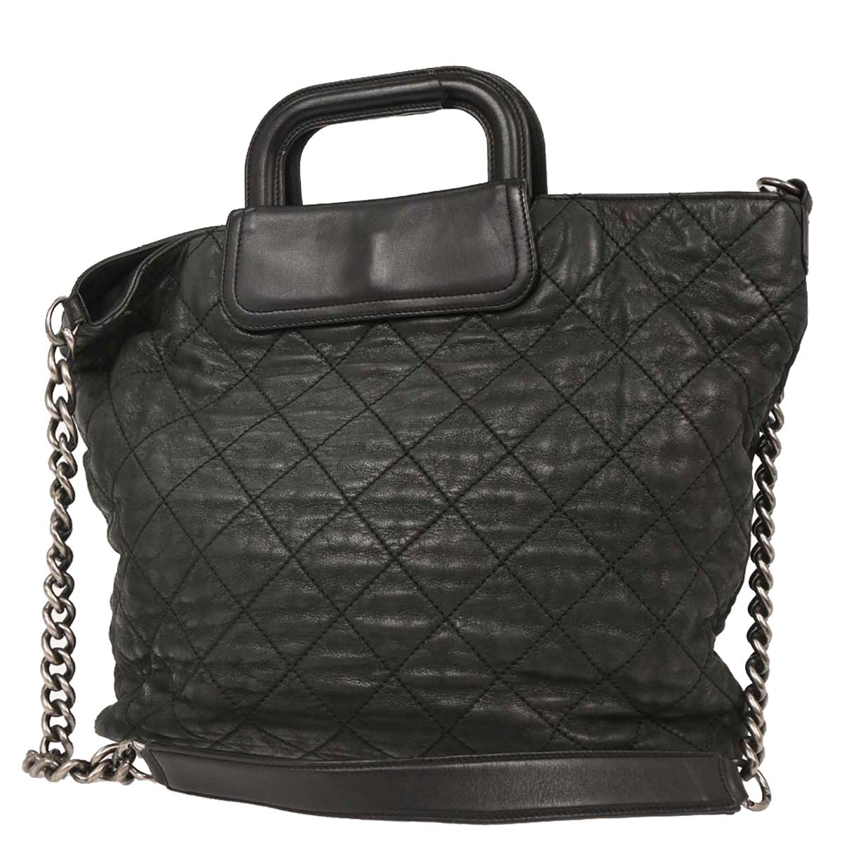 Chanel 2011 Black Iridescent Calfskin In The Mix Shopping Tote