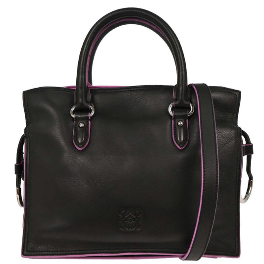 Loewe Black Lambskin Flamenco Tote 2way Shoulder Handbag