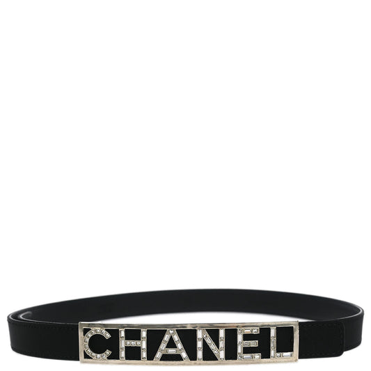 Chanel Belt Black Rhinestone Leather #80/32 B15S Small