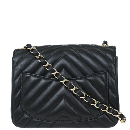 Chanel 2019 Black Lambskin Chevron Mini Classic Square Flap Shoulder Bag 17