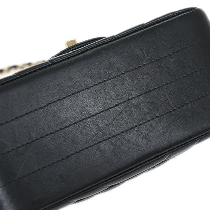 Chanel 2019 Black Lambskin Chevron Mini Classic Square Flap Shoulder Bag 17