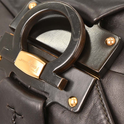 Salvatore Ferragamo Black Leather Gancini Handbag