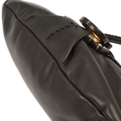 Salvatore Ferragamo Black Leather Gancini Handbag