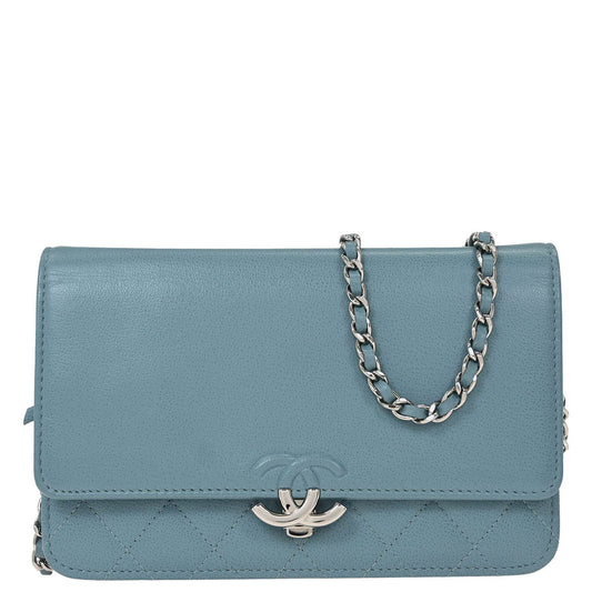 Chanel Light Blue Caviar Half Coco WOC Wallet On Chain