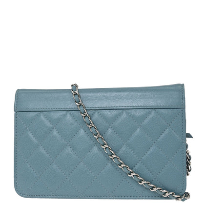 Chanel Light Blue Caviar Half Coco WOC Wallet On Chain