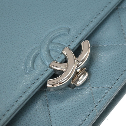 Chanel Light Blue Caviar Half Coco WOC Wallet On Chain