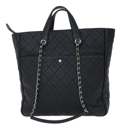 Chanel 2019 Black Lambskin Ultra Pocket Shopping Tote 2way Shoulder Handbag