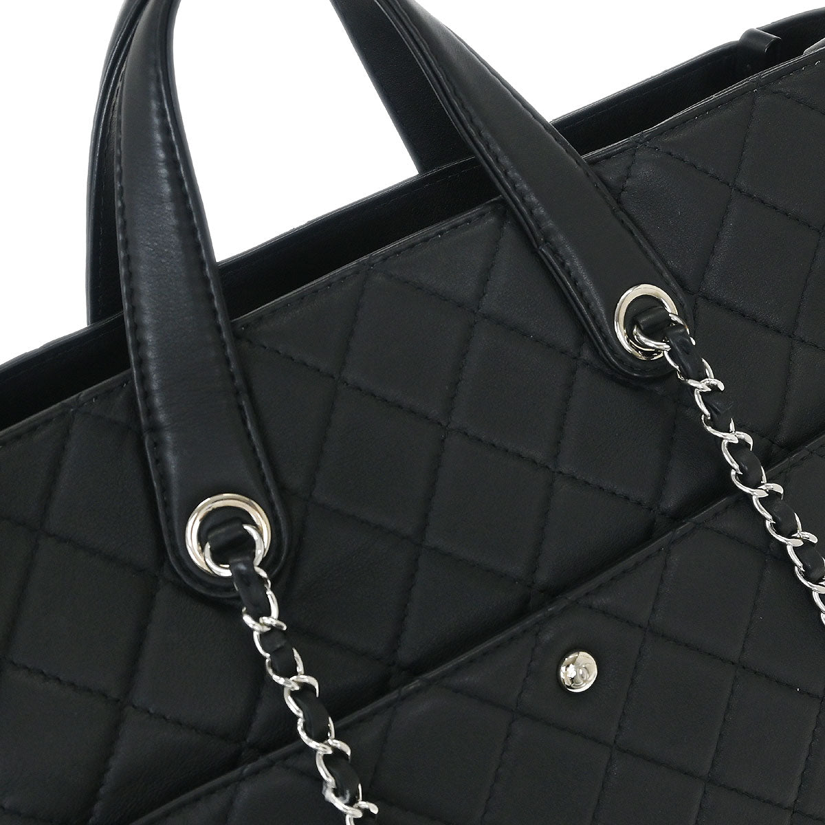 Chanel 2019 Black Lambskin Ultra Pocket Shopping Tote 2way Shoulder Handbag