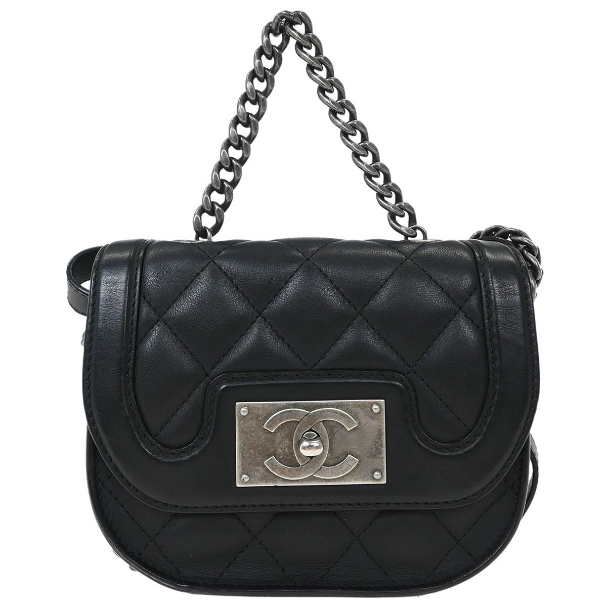 Chanel 2015-2016 Black Calfskin 2way Shoulder Handbag