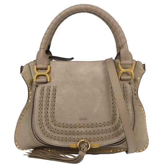 Chloe Gray Suede Marcie 2way Shoulder Handbag