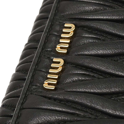 Miu Miu Black Lambskin Matelasse Wallet On Chain WOC