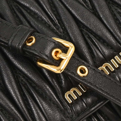 Miu Miu Black Lambskin Matelasse Wallet On Chain WOC