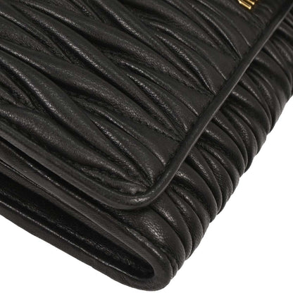 Miu Miu Black Lambskin Matelasse Wallet On Chain WOC