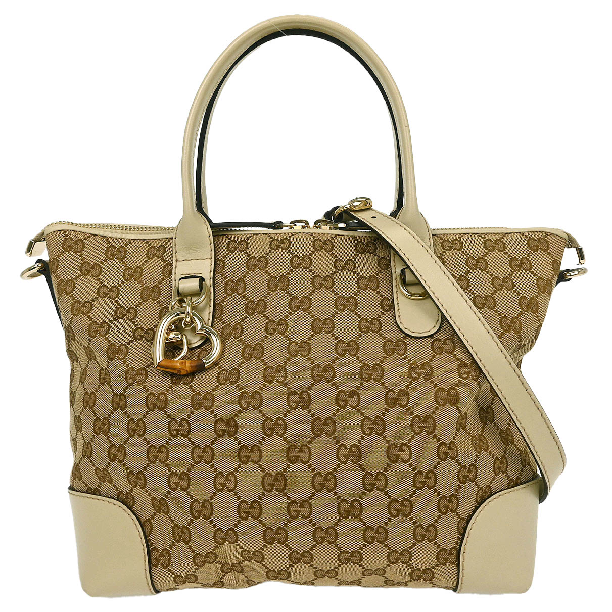 Gucci Beige Heart Bit GG 2way Shoulder Tote Bag