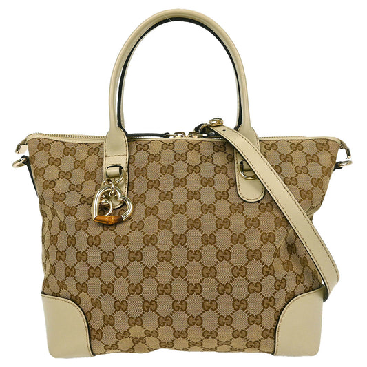 Gucci Beige Heart Bit GG 2way Shoulder Tote Bag