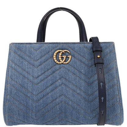 Gucci Blue Denim Marmont 2way Shoulder Handbag