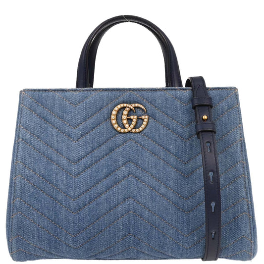 Gucci Blue Denim Marmont 2way Shoulder Handbag