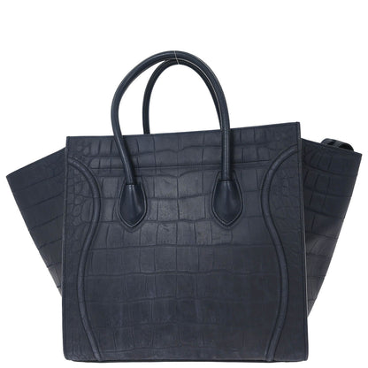 Celine * Navy Leather Mini Luggage Tote Bag