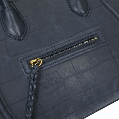 Celine * Navy Leather Mini Luggage Tote Bag