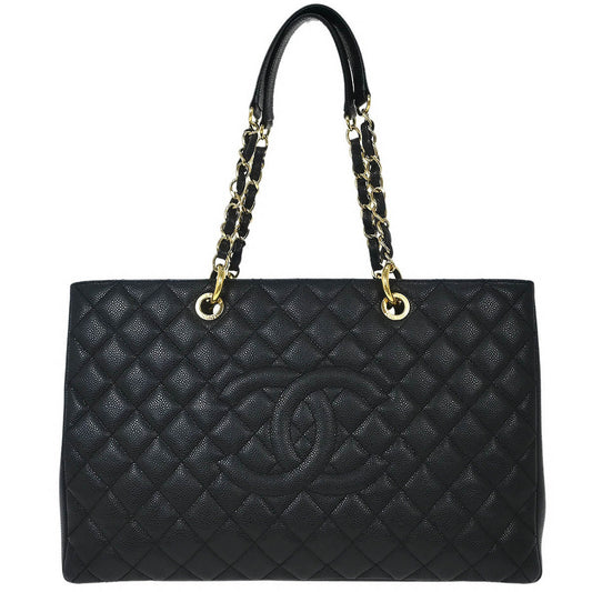 Chanel 2012-2013 Black Caviar Grand Shopping Tote GST XL Chain Handbag