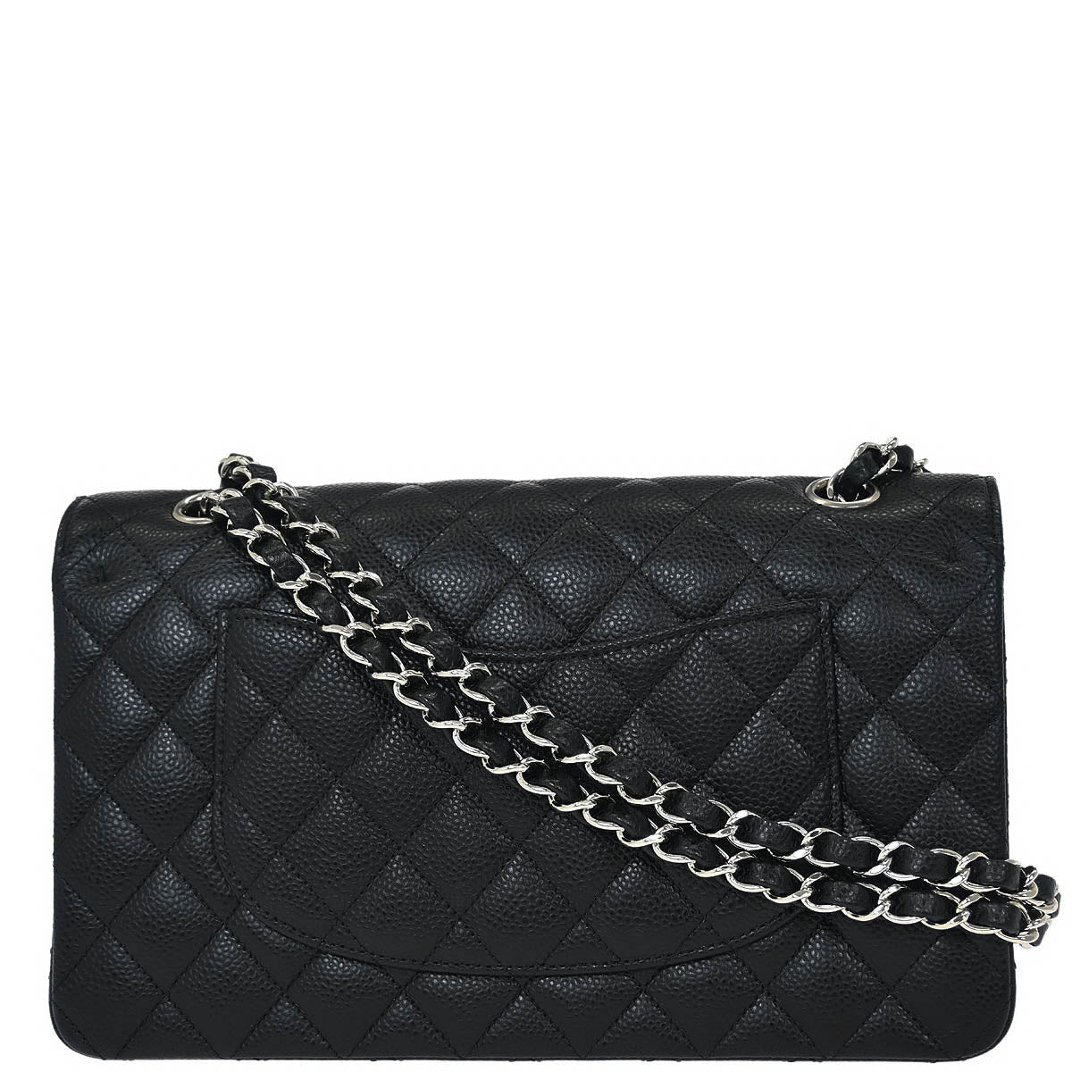 Chanel 2018-2019 Black Caviar Medium Classic Double Flap Shoulder Bag