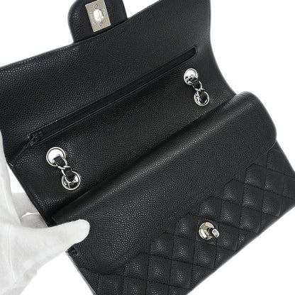 Chanel 2018-2019 Black Caviar Medium Classic Double Flap Shoulder Bag