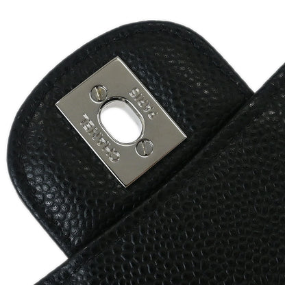 Chanel 2018-2019 Black Caviar Medium Classic Double Flap Shoulder Bag