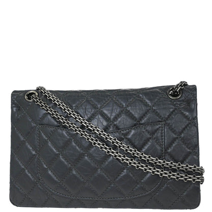 Chanel 2012 Gray Calfskin 2.55 Double Flap Shoulder Bag