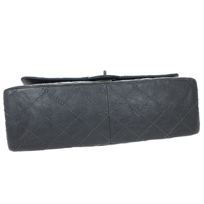 Chanel 2012 Gray Calfskin 2.55 Double Flap Shoulder Bag