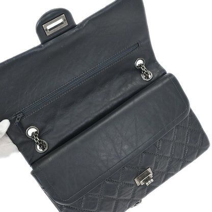 Chanel 2012 Gray Calfskin 2.55 Double Flap Shoulder Bag