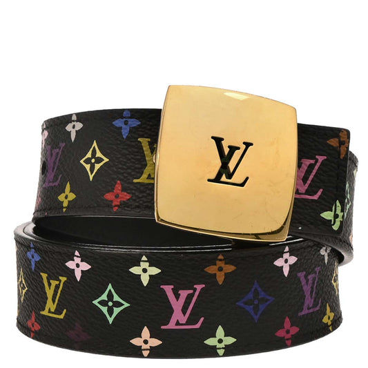 Louis Vuitton Black Multicolor Ceinture LV Cut Belt #80/32 M6890W