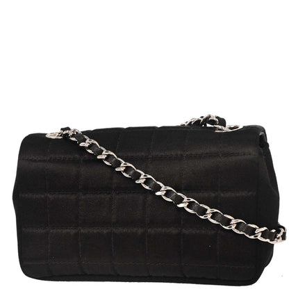 Chanel Black Satin Choco Bar Lipstick Shoulder Bag