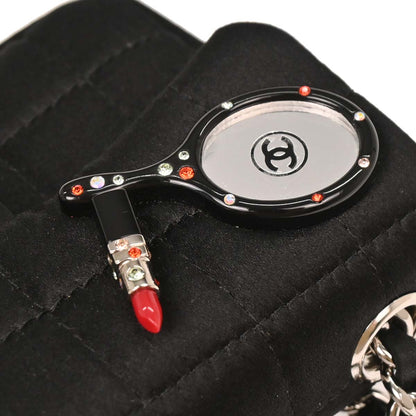 Chanel Black Satin Choco Bar Lipstick Shoulder Bag