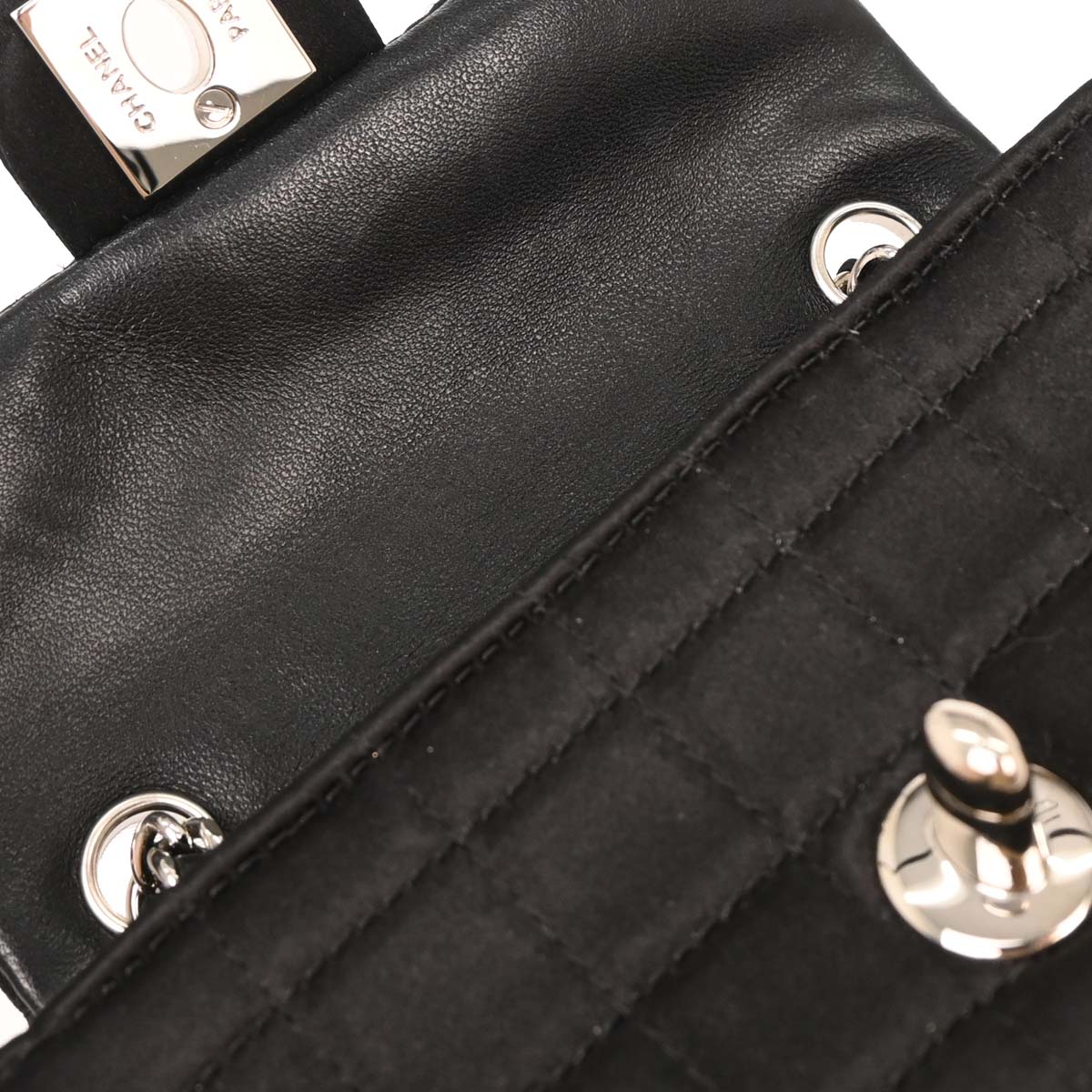 Chanel Black Satin Choco Bar Lipstick Shoulder Bag