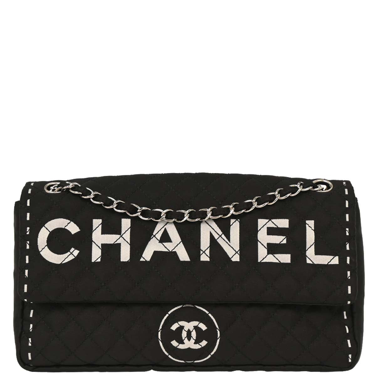 Chanel Black Satin Straight Flap Shoulder Bag