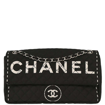 Chanel Black Satin Straight Flap Shoulder Bag