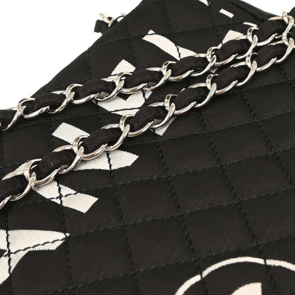 Chanel Black Satin Straight Flap Shoulder Bag