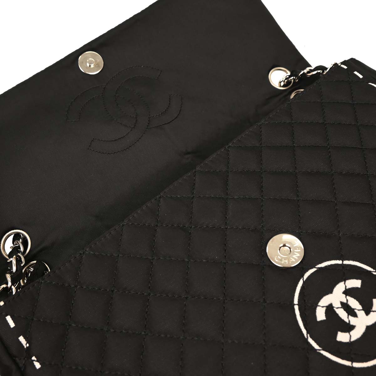 Chanel Black Satin Straight Flap Shoulder Bag