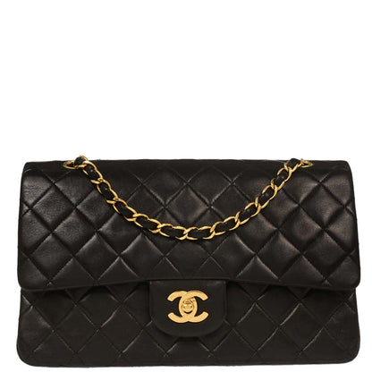 Chanel Black Lambskin Medium Classic Double Flap Shoulder Bag