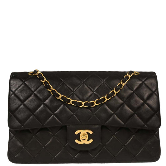 Chanel Black Lambskin Medium Classic Double Flap Shoulder Bag