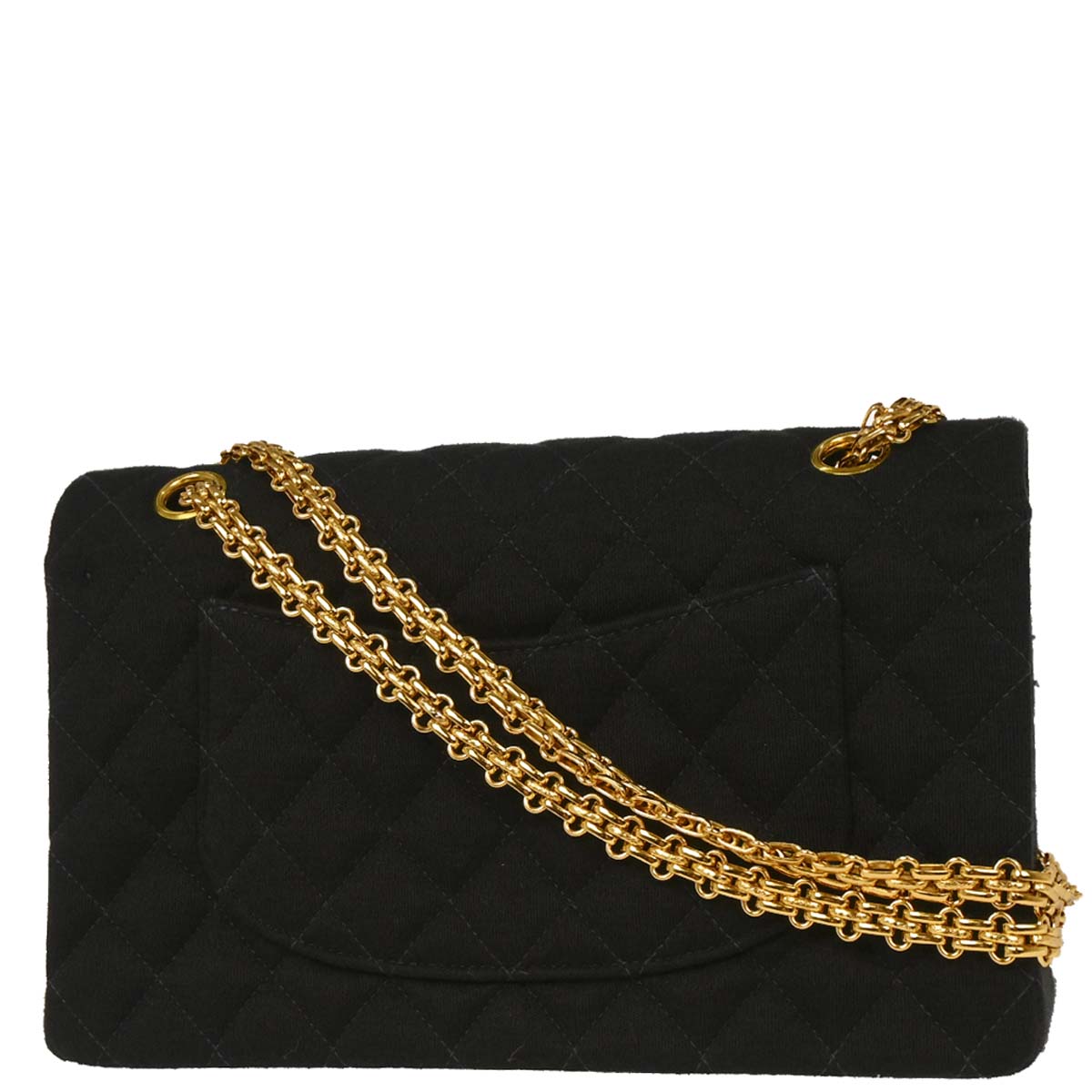 Chanel Black Cotton 2.55 Medium Classic Double Flap Shoulder Bag