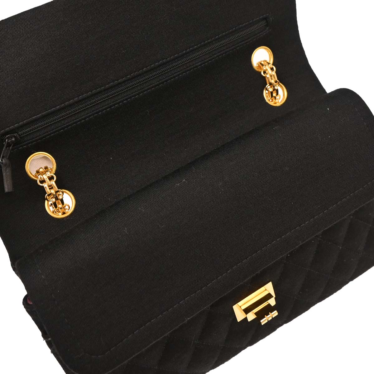 Chanel Black Cotton 2.55 Medium Classic Double Flap Shoulder Bag