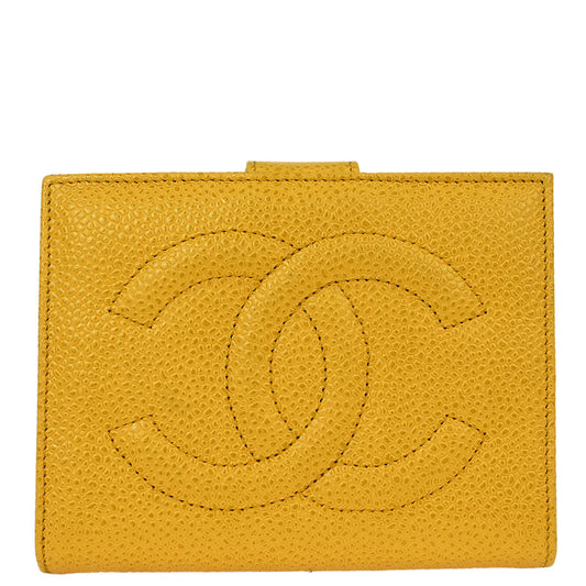 Chanel Yellow Caviar Bifold Wallet Purse