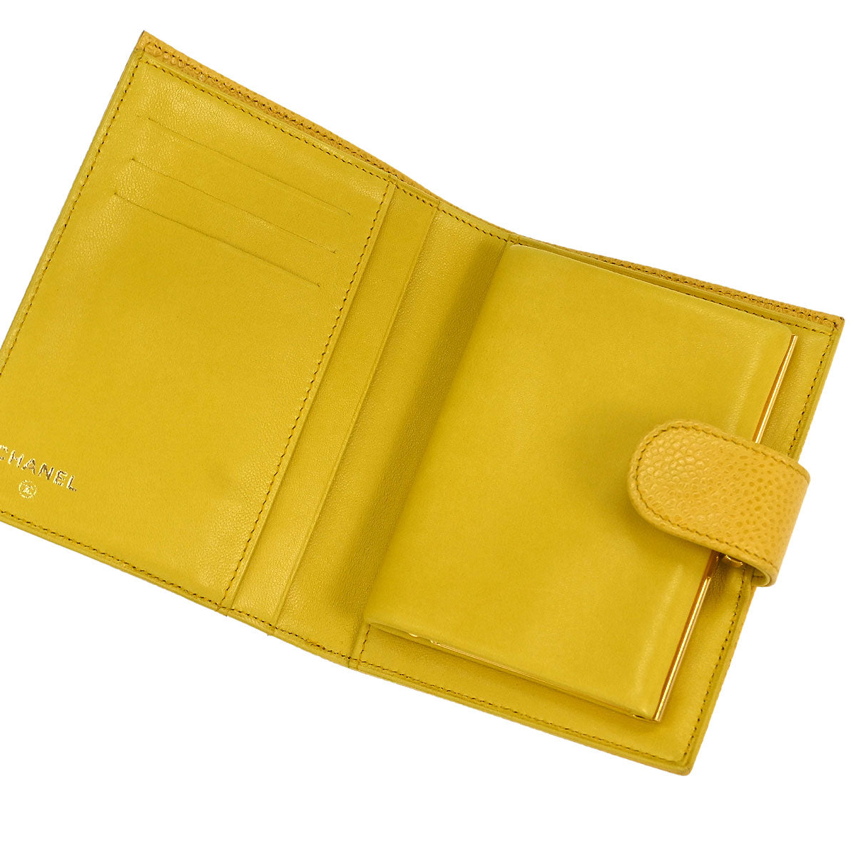 Chanel Yellow Caviar Bifold Wallet Purse