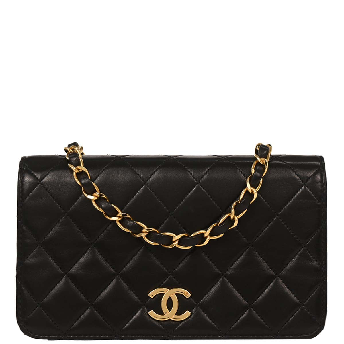 Chanel Black Lambskin Turnlock Mini Full Flap Shoulder Bag